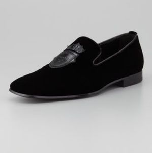 Prada velvet evening loafer black